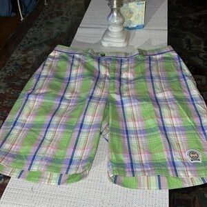 Cutter & Buck Men's green purple Plaid 10 Golf Shorts size40, performance